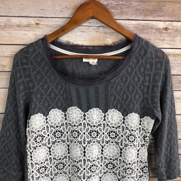 Meadow Rue | Lacy Overlay Lace Detail Sweater S - Picture 4 of 7